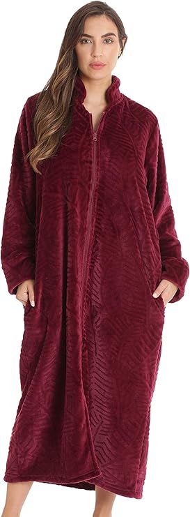 Just Love Plush Zipper Lounger Solid Robe